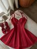 2026 Spring Suspender Heart-shaped Collar Dress, Strap Waist Swing Skirt, Pendant Decoration, Sweet and Spicy Girl Style