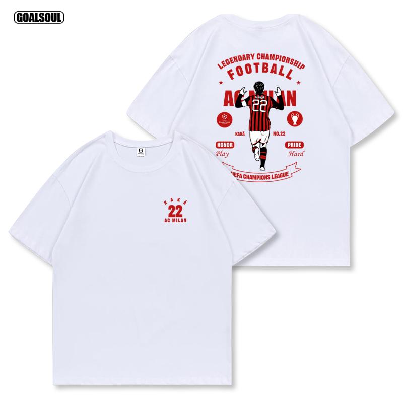 

2025 Футболка KAKA AC Milan 22 KAKA Футбольный Модный Бренд Американский Ретро Повседневный Тяжелый Хлопок Короткий Рукав L
