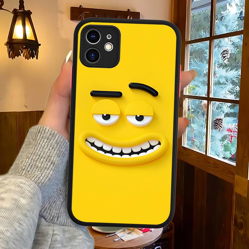 Funny Face Matte Translucent Phone Case For Iphone 16 ProMax 15 14 13 12 11 X XS PRO Plus