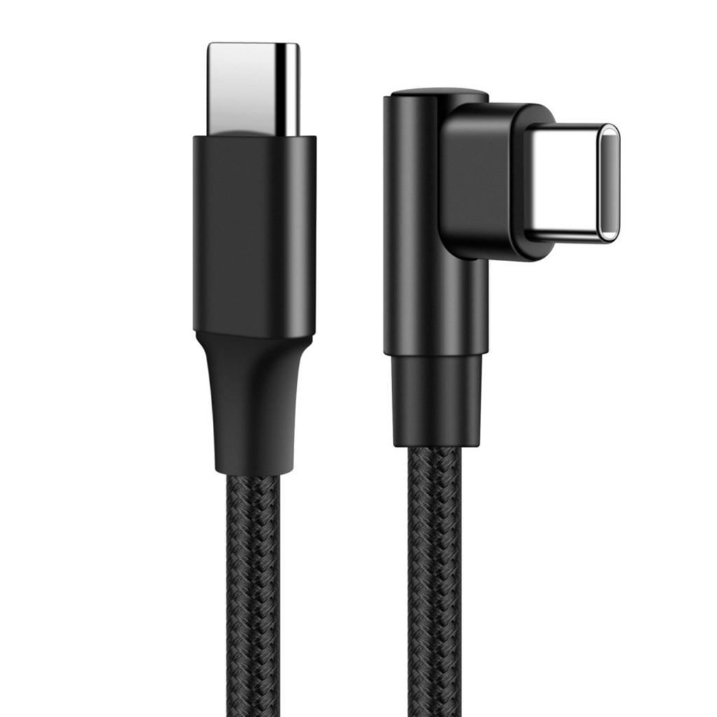 60W Power Delivery Type C Cable Right Angle Connector Nylon Braided Fast Charge And Data Cord For Phone Pad