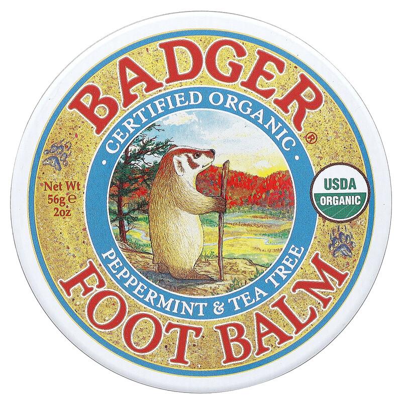 Certified Organic Foot Balm, Peppermint & Tea Tree, 2 Oz (56 G)