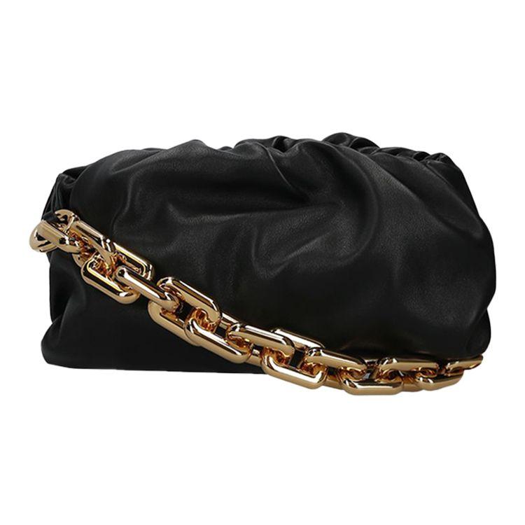 Bottega Veneta Chain Mail Bag With Thick Chain Women Shoulder Bag Black 620230VCP408425