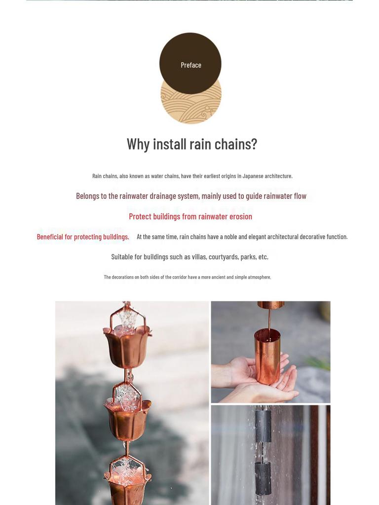 Decorative Exterior Rain Chain for Gutters and Downspouts