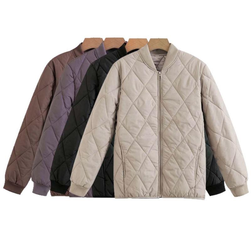 New Down Cotton-padded Jacket Women's Short Baseball Jersey Autumn and Winter New Small Light Thin Cotton-padded Jacket Women's Classic Diamond