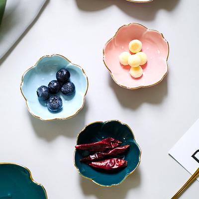 Creative Japanese Sakura Ceramic Dish Cherry Blossom Kawaii Plate Sauce Dish Flower Bowl for Kitchen Sauce Vinegar Dishes