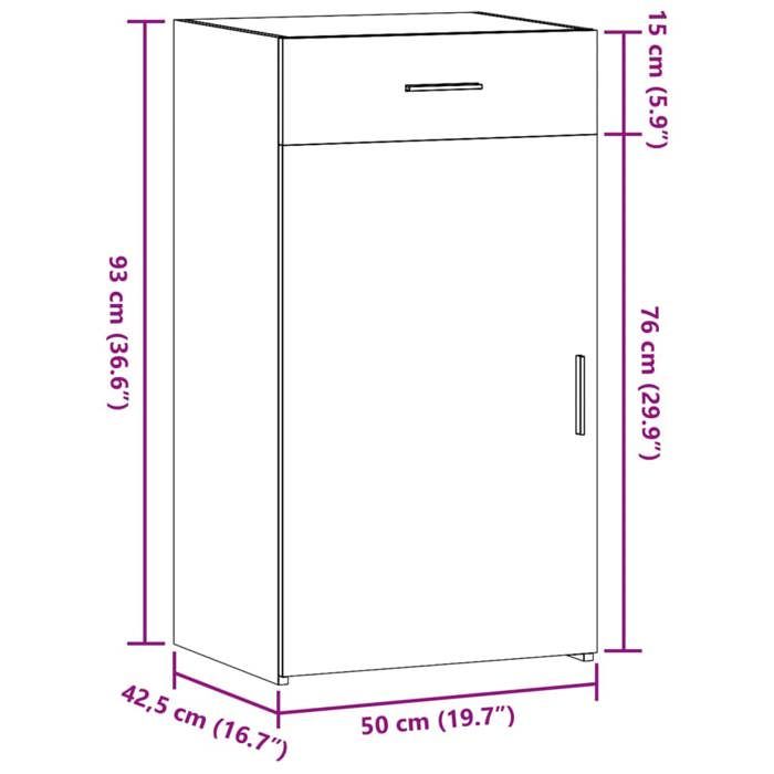VidaXL Buffet noir 50x42,5x93 cm bois d'ingénierie, armoire, armoire latérale, armoire de rangement, armoire, placard, 846293