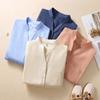 Women Casual Cotton Linen Stand Collar Half Sleeve Retro Summer Autumn Shirt Blouse
