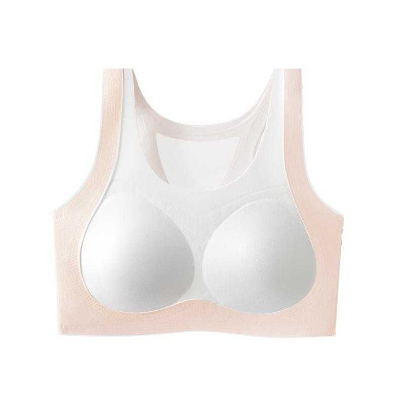 Girls sports bra - years old, high school girls underwear, puberty, girls seamless small vest M ( 30-40kg ) розовый