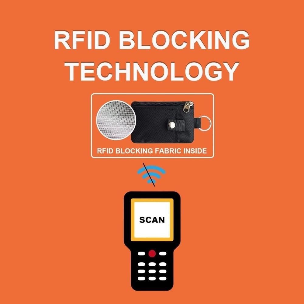 Waterproof RFID Blocking Wallet Lanyard Keychain Zipper Case Anti-Theft Wallet Slim Design ID Window Wallet Travel Use