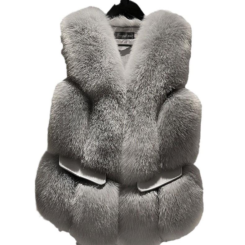 European and American winter new light fur vest women's short fur integrated imitation fox fur vest