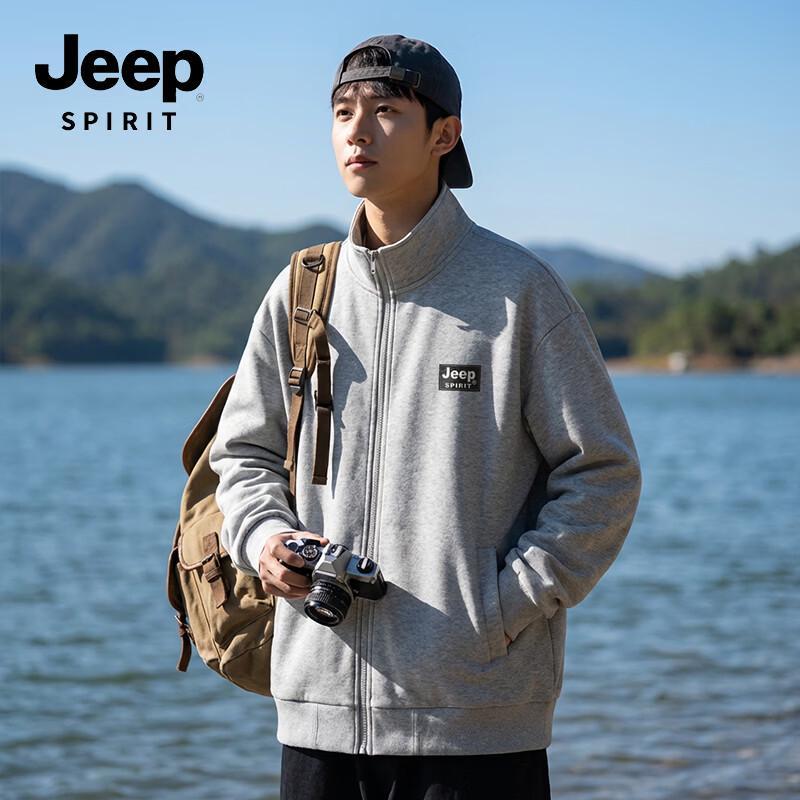 JEEP SPIRIT Men s Loose Fit Stand Collar Letter Jacket 3XL