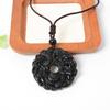 Unisex Obsidian Pixiu Grass Dragon Pendant - Crystal Ice Gold Black Peace Buckle