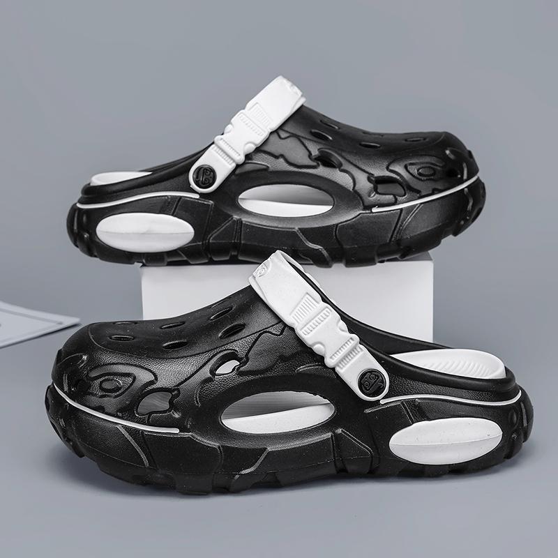 New Summertime Mens Clogs Sandal Shoes Man Home Garden Shoes Lightweight Plush Comfort Men Slide Shoes Anti-Skid Soft Bottom Flip Flop Sandal Shoes