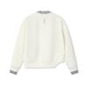 FILA Emerald Comfortable Fleece Warm Fashionable Versatile Loose Knit Pullover Sweatshirt Women sweatshirt Cream-White F11W544205FIV
