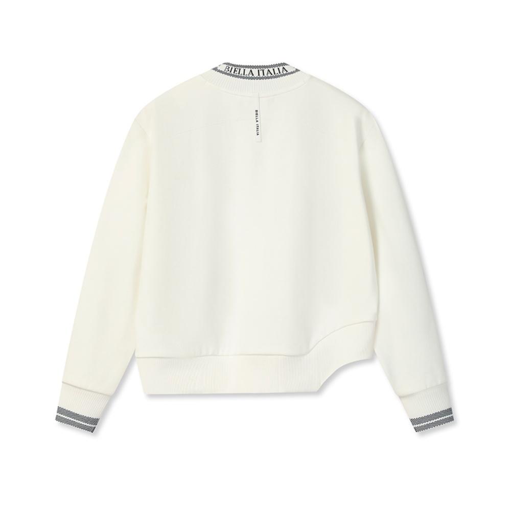 FILA Emerald Comfortable Fleece Warm Fashionable Versatile Loose Knit Pullover Sweatshirt Women sweatshirt Cream-White F11W544205FIV