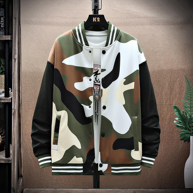 

Мужская весенне-осенняя куртка с воротником-стойкой и принтом, повседневная бейсбольная куртка большого размера, уличная ветрозащитная куртка XS зелёный