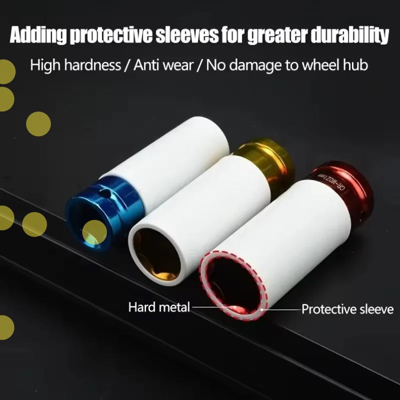 17mm 19mm 21mm Hex Sockets Colorful Sleeve Tire Protection Sleeve Wall-Deep Impact Nut Socket Alloy Wheel Pneumatic Wrench Tire