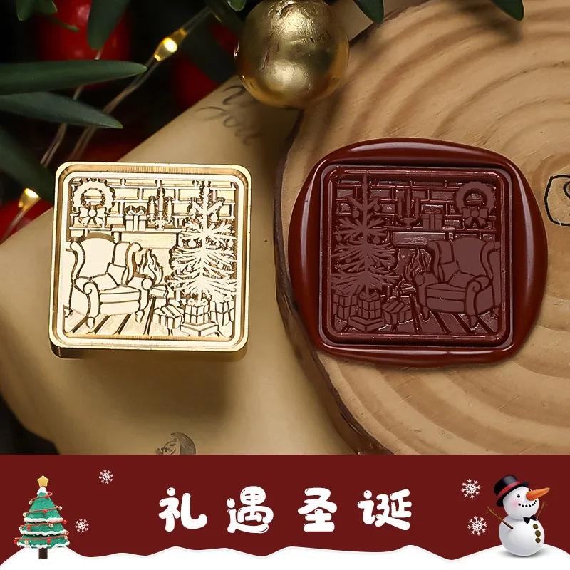 Merry Christmas Wax Stamp Retro Copper Brass Snowflake Reindeer Seal DIY Wax Sealing Stamp Envelope for Wedding Wax Seal HCZ052