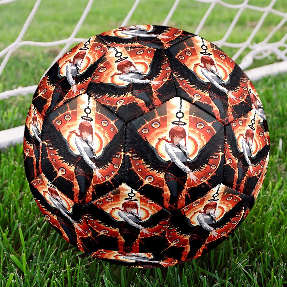 Makima Chainsaw Man Print Size 5 Soccer Ball, Standard Match Football for Sports Game and Team Practice, Ideal Gift for Soccer Fans