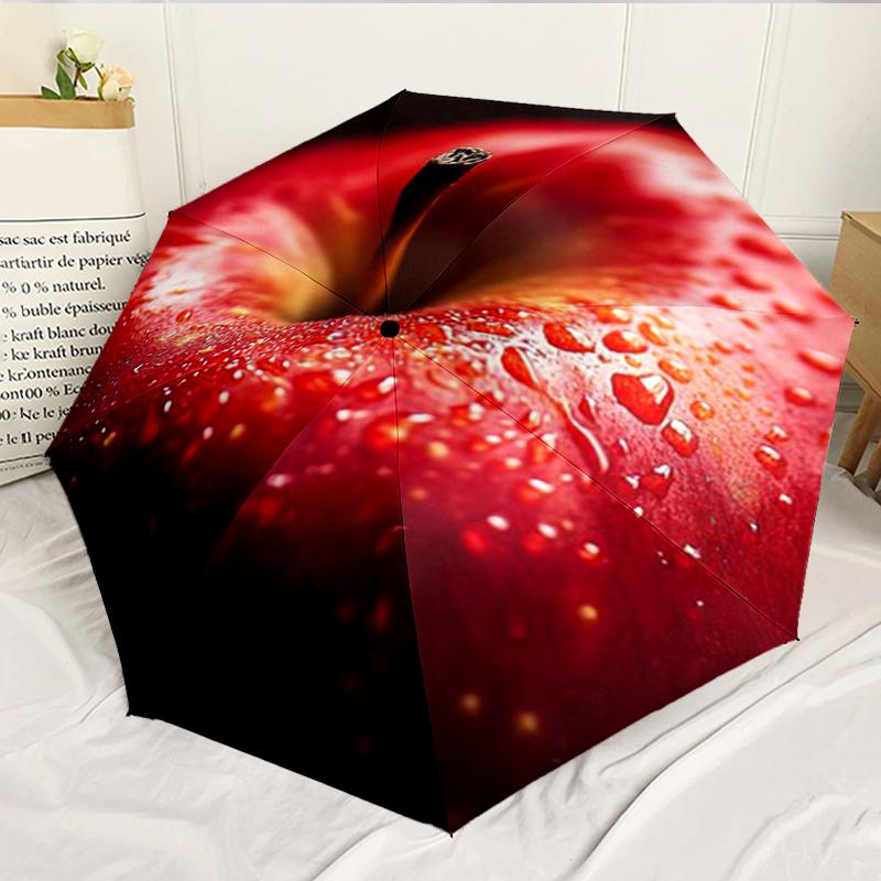 Wet Apple Close-up 8-Frame for Travel, camping, Casual Lightweight Portable Umbrella, Essential for every family Holidays Birthday Gift