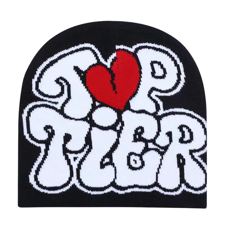 New Y2K Jacquard Letter Bean Hat Winter Cold Protection and Warmth Knitted Knitted Cold Hat for Men and Women