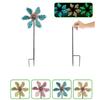 Luminous Effect Windmill Spinner Sculpture Metal Flower Pinwheel Wind Rotator  Lawn