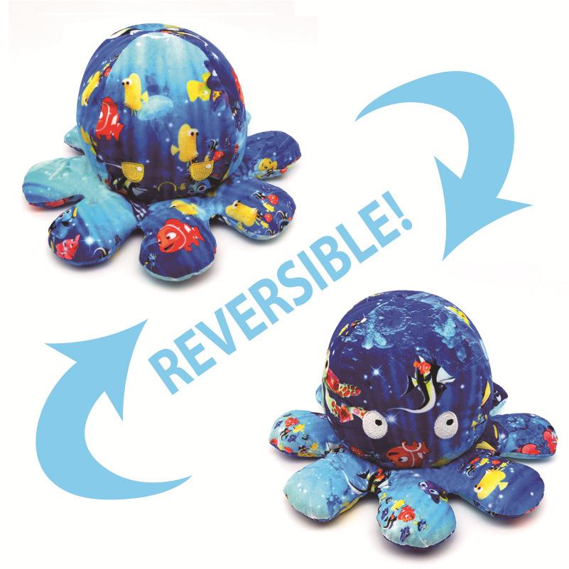 

Плюшевые игрушки-перевертыши Двусторонние Рождественские Мультяшные Куклы Мягкие Ocean-DarkBlue