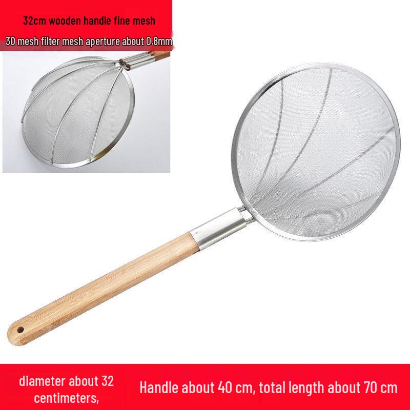 JINGRUIXIANG Edelstahl-Schaumlöffel mit Holzgriff