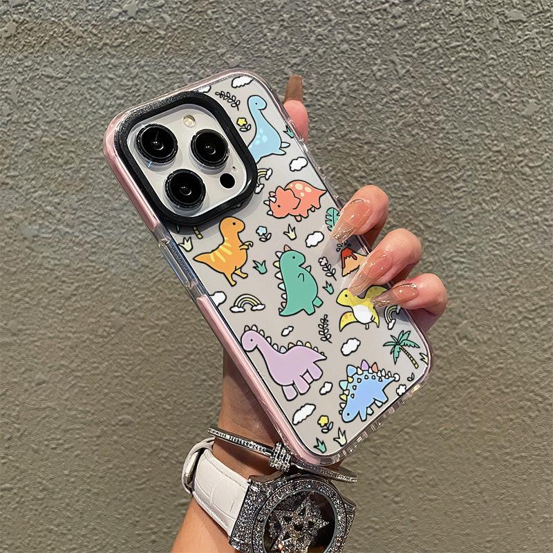 Summer New Fun Funny Little Dinosaur Iphone14 Transparent Mobile Phone Case Apple 17 Anti-drop Soft Case 16 Cute