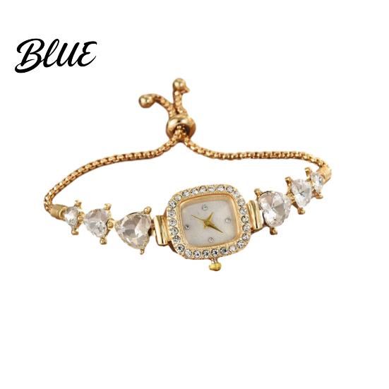 Rhinestone Embellished Watch Women Bracelet Small Square Dial Analog Quartz белый