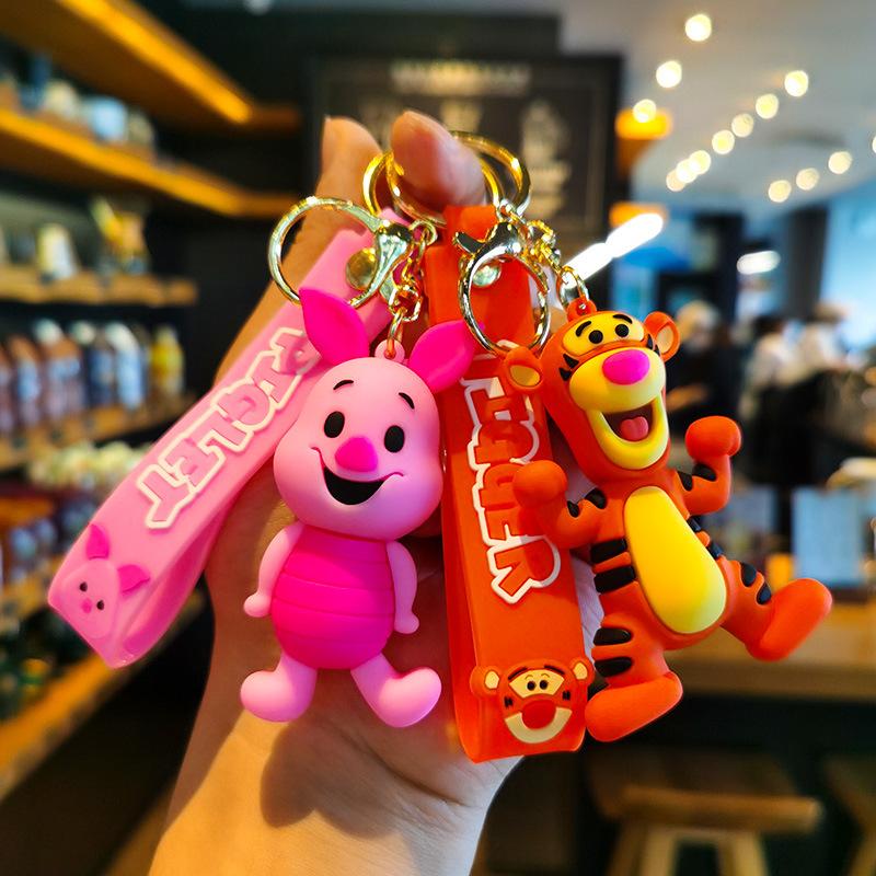 Disney Keychains Winnie the Pooh Little Roo Keyring Piglet Tigger Car Bag Accessory Kids Birthday Gifts