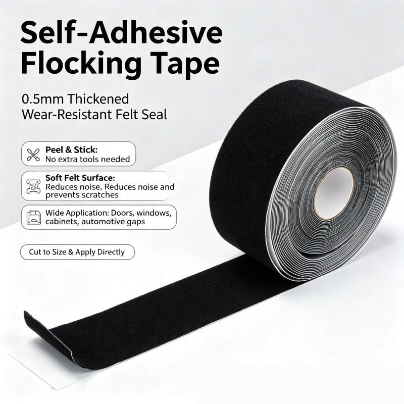 Self-Adhesive Flocked Tape Strong Bond Velvet Cloth Strip for Car Interior Trim Door Edge Protector Scratch-Proof Padding DIY Home Furniture Decor