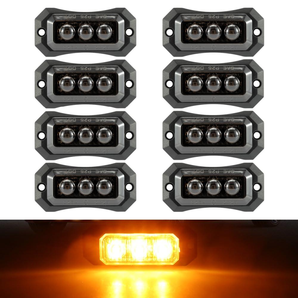 8PCS Truck Lighting LED Side Marker Boat Trailer Lights 3LED Clearance Lights Assembly LED Light Truck 24v 12v