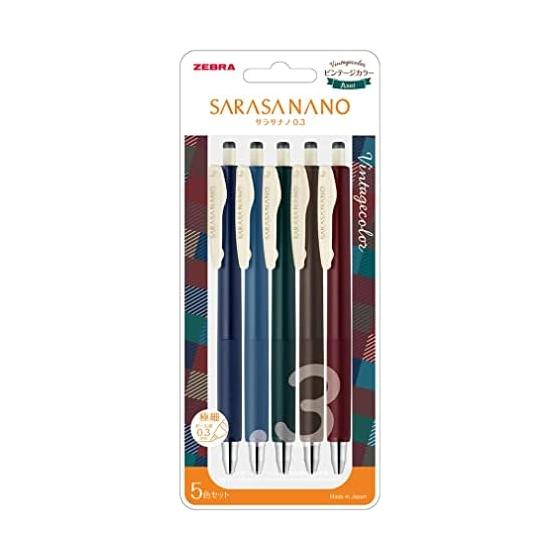 Гелевая шариковая ручка Zebra Sarasanano 0,3 мм Винтажный набор из 5 цветов A JJH72-5C-A