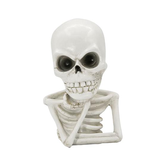 Festive Desktop Skull Figurines Skeleton Thinker Statue Halloween Decor, Funny Thinking Figurine, Dark Atmosphere Party Props Resin Sculpture for Home