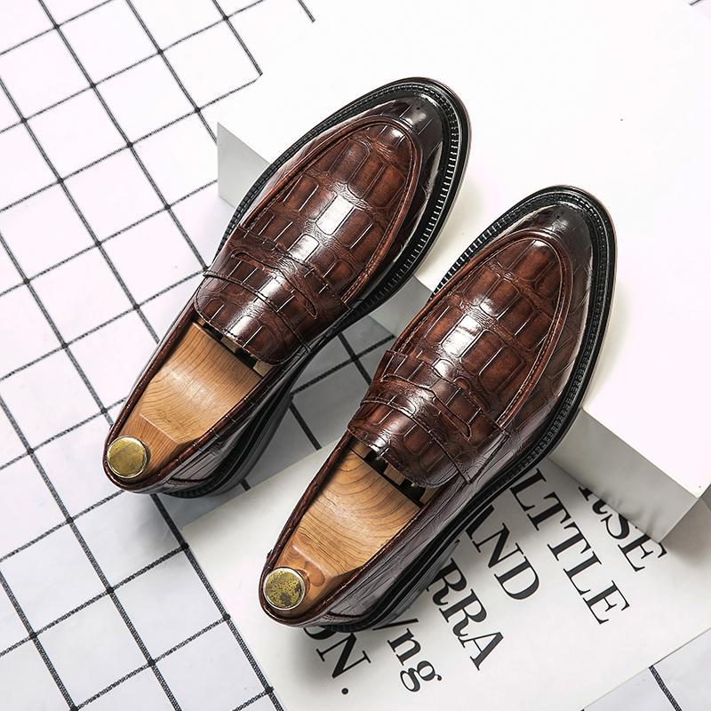 Autumn Men's British Gauntlet Brown Small Leather Shoes Business Casual Untied Work Shoes 37 Small Size 38 Wedding Shoes