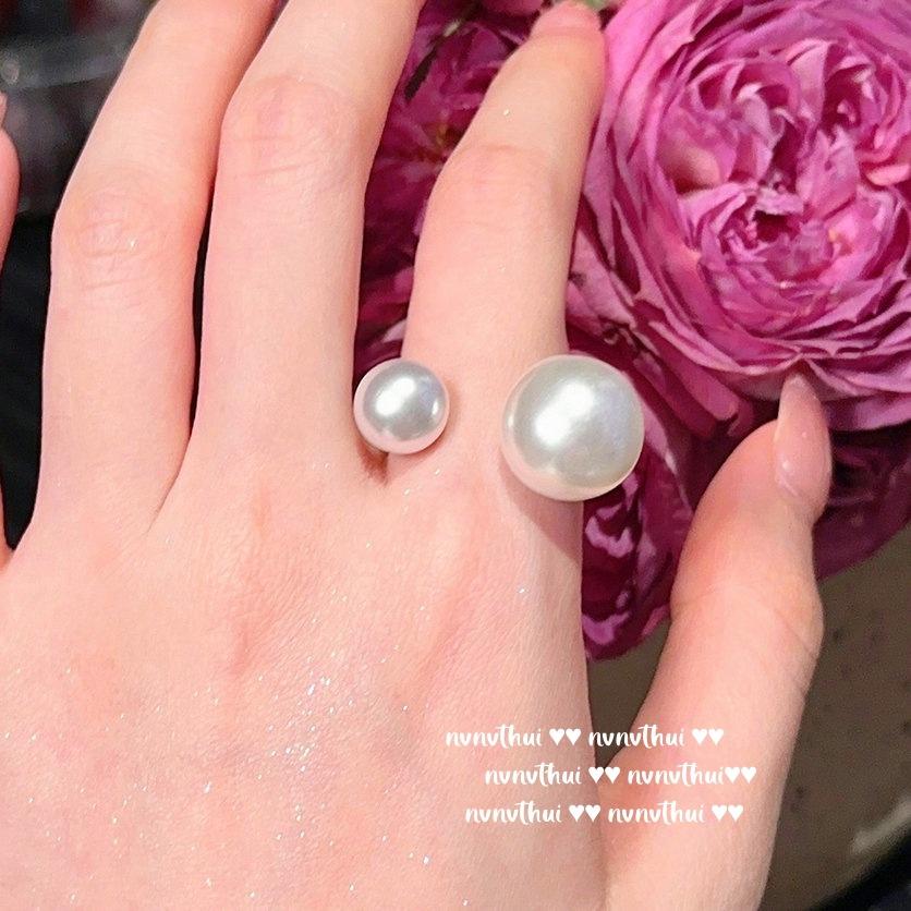 Mermaid Tears, Ring Pearls, Gem Necklace, Tahiti, Deep Sea Beads, Aobai Ring, Sweater Chain