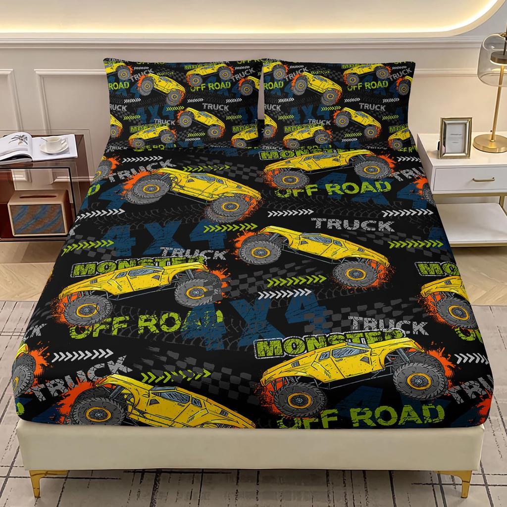 A Variety Of Racing Pattern Mattress Three-Piece Digital Printing Couple Bedspread Bedding Set