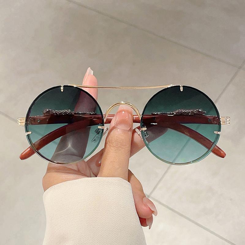 Vintage Round Sunglasses New in Fashion Oversized Gradient Multi-color Shades Trendy Luxury Brand Design Sun Glasses