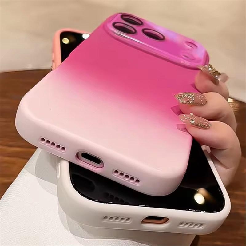 Husă Moale cu Gradient de Culoare Bomboană cu Fereastră Mare Pentru IPhone 17 16 15 14 Pro Max 13 12 Air Plus Silicon Lichid Rezistent la Șocuri Husă Spate