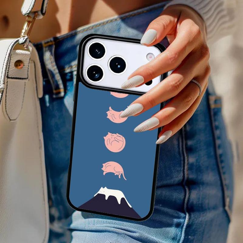 Abstract Cat Mount Japan Landscape Phone Case For iPhone 17 Air 14 15 13 12 Max Cover For Apple 15 16 16e 11 Pro Max Plus Coque