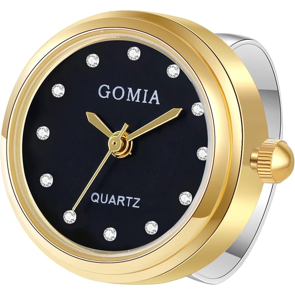 Fashion Jewelry Women s Ring Watch Analog Numbers Waterproof 3ATM Gold Black