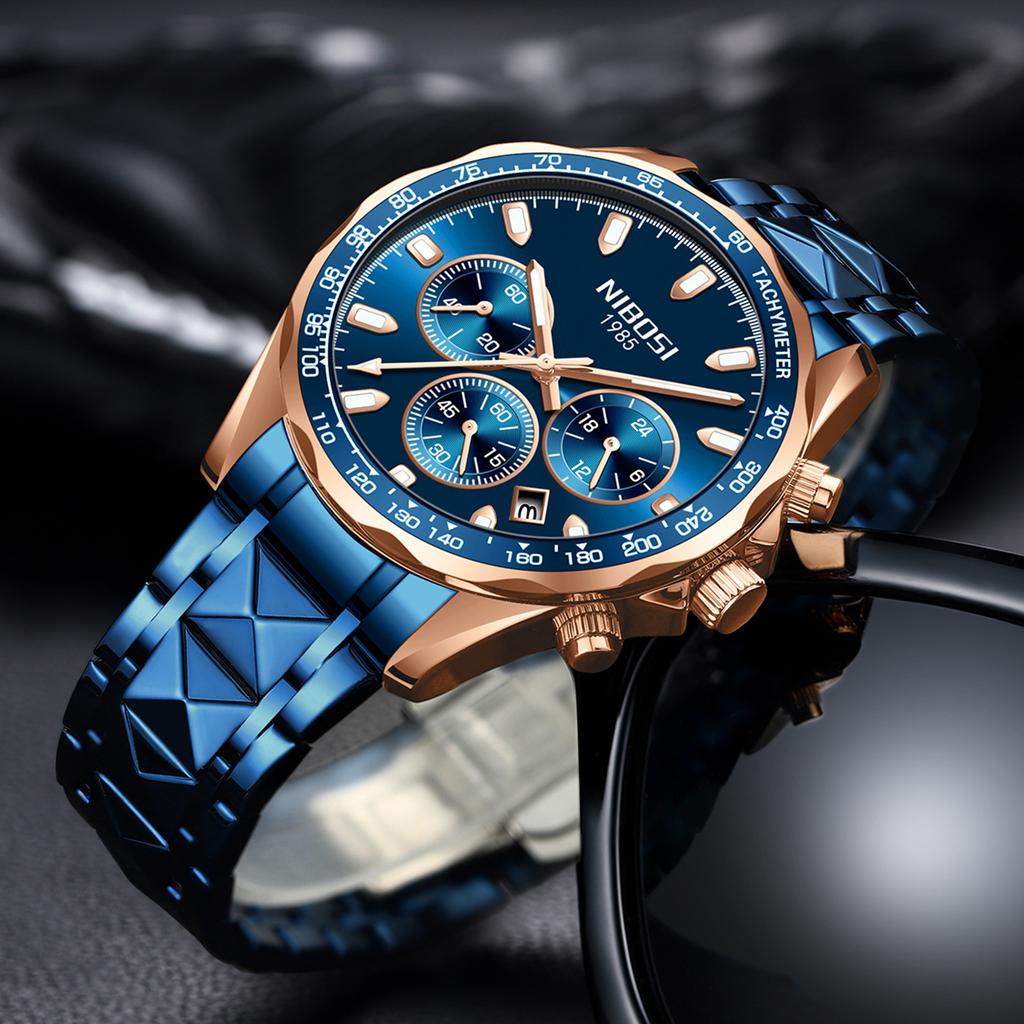 Fashion Men'S Casual Quartz Watch Waterproof Luminous Stainless Steel Watch