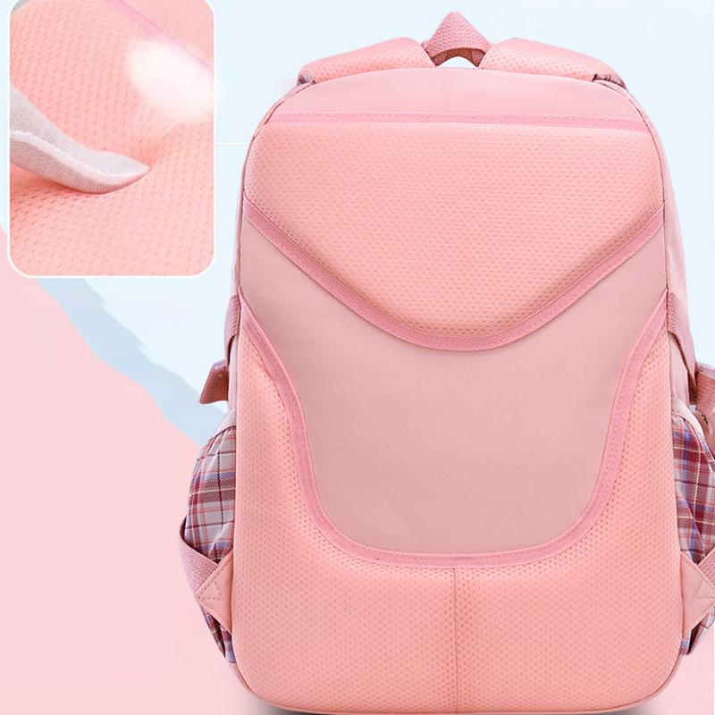 Ergonomics School Students Girls Checkered Backpack Large Capacity Waterproof