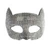 Chic Plastic Halloween Mask Sparkly Shiny Cat Ear Half Face Mask Lightweight Rhinestone Masquerade Eye Mask Carnival