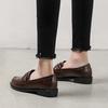 Brown Oxford Single Shoes Women British Dress Brown Leather Shoes Student Slip On Microfiber Creepers Soft Comfy Flats Loafers