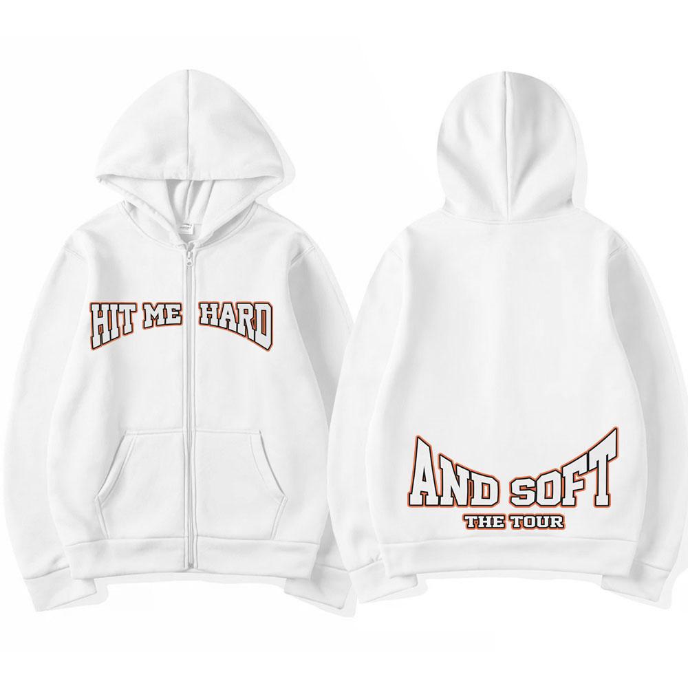 Hit Me Hard and Soft 2025 Tour Merch Reißverschluss-Hoodies Herren Damen Pullover Mode Hip Hop Zip-Up Kapuzensweatshirt Jacke Fans Geschenk