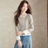 Srcr Women's Cropped Color-Block Wool Sweater