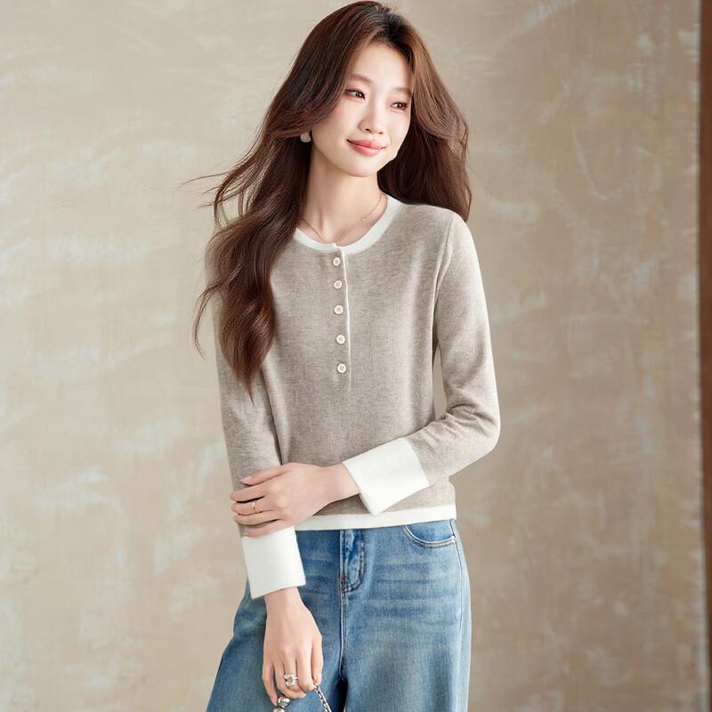 Srcr Women's Cropped Color-Block Wool Sweater