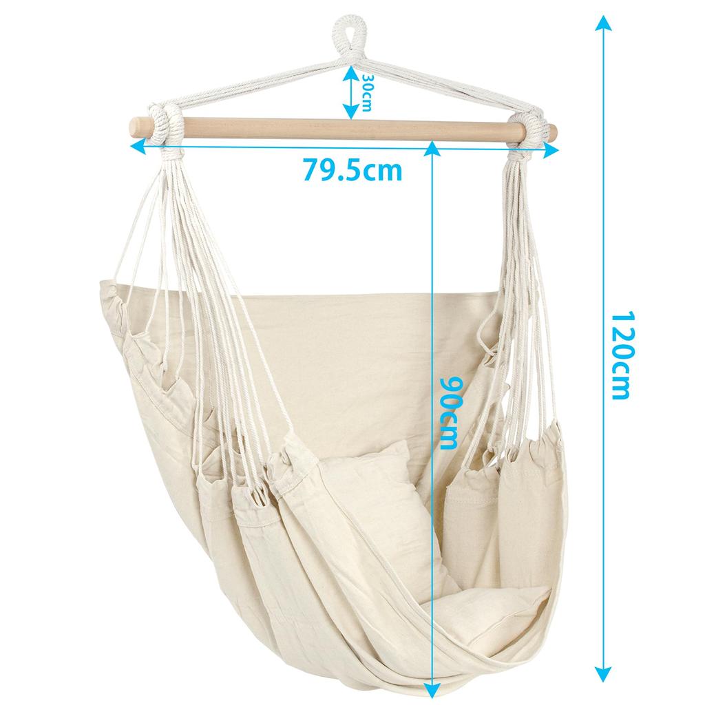 Hanging Hanging Hammock Rope Canvas Garden For Adults For Chair Load Capacity Includes 2 Cushions Chair, Type, Chair, Camping, Chair, Hand-knitted